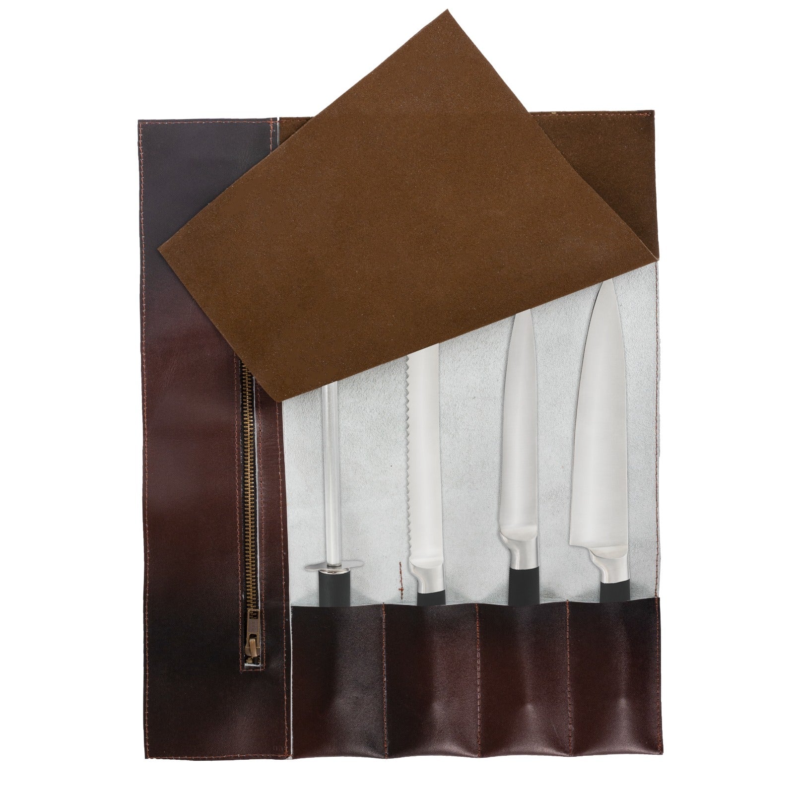 The Warwickshire Handmade Dark Brown Leather Chef Roll