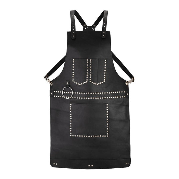 The Berkshire Black Leather Stud Apron