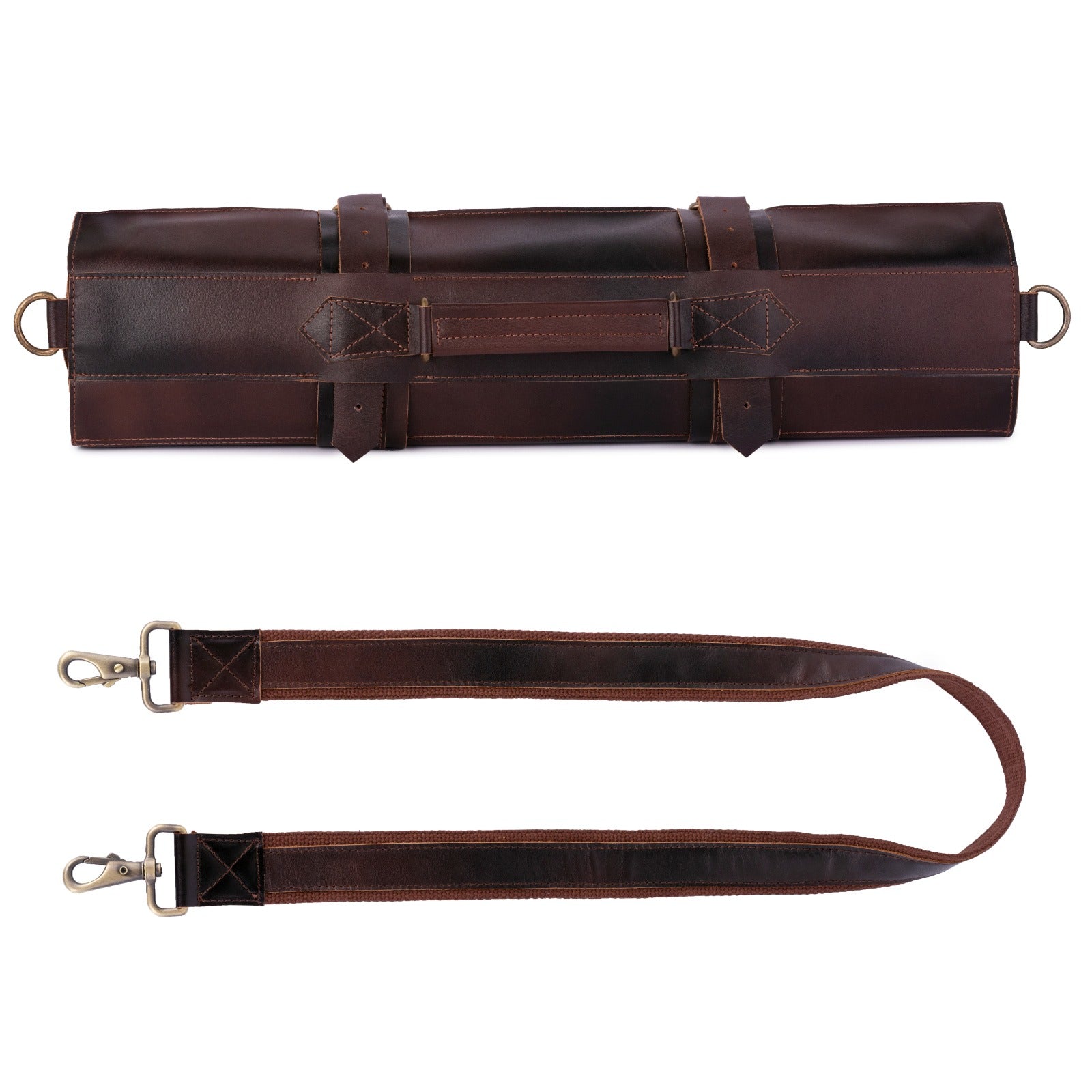 Chef Dark brown Leather apron and Roll with Free Cap Gift Set