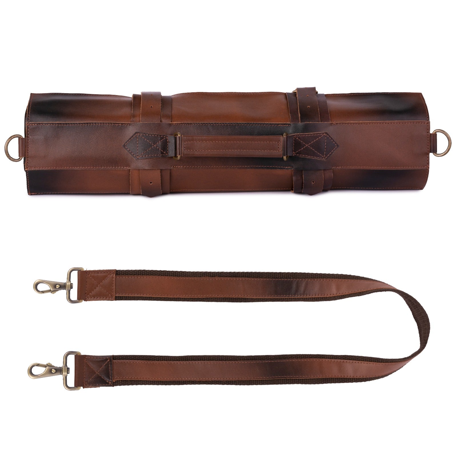 The Bedfordshire Full Grain 11 Pocket Handmade Brown Leather knife Roll