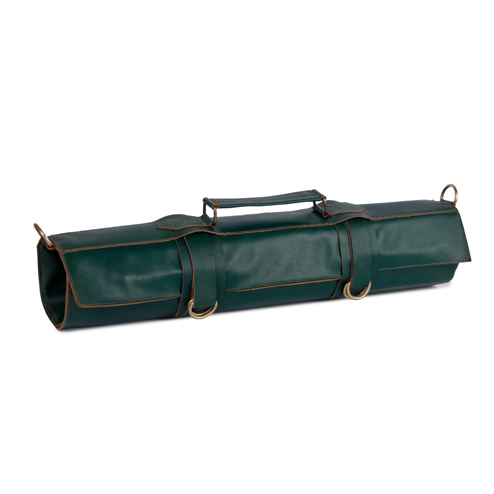 Chef Green Leather apron and Roll with Free Wine Bag Gift Set