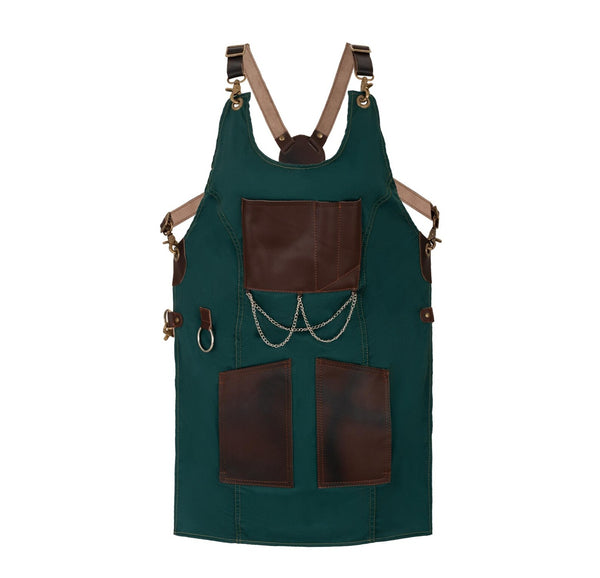 The Bedfordshire New Style Irish Green Canvas and Leather Apron
