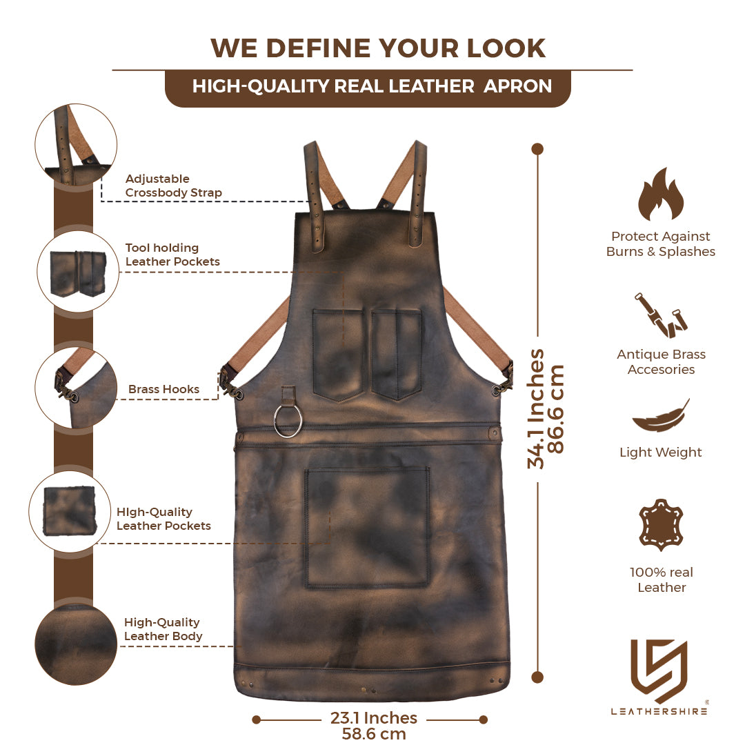 The Kent Waxy Brown Full Grain Leather Crossbody Apron