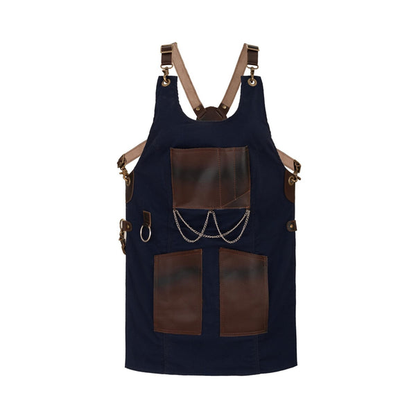 The Bedfordshire New Style Blue Canvas and Leather Apron