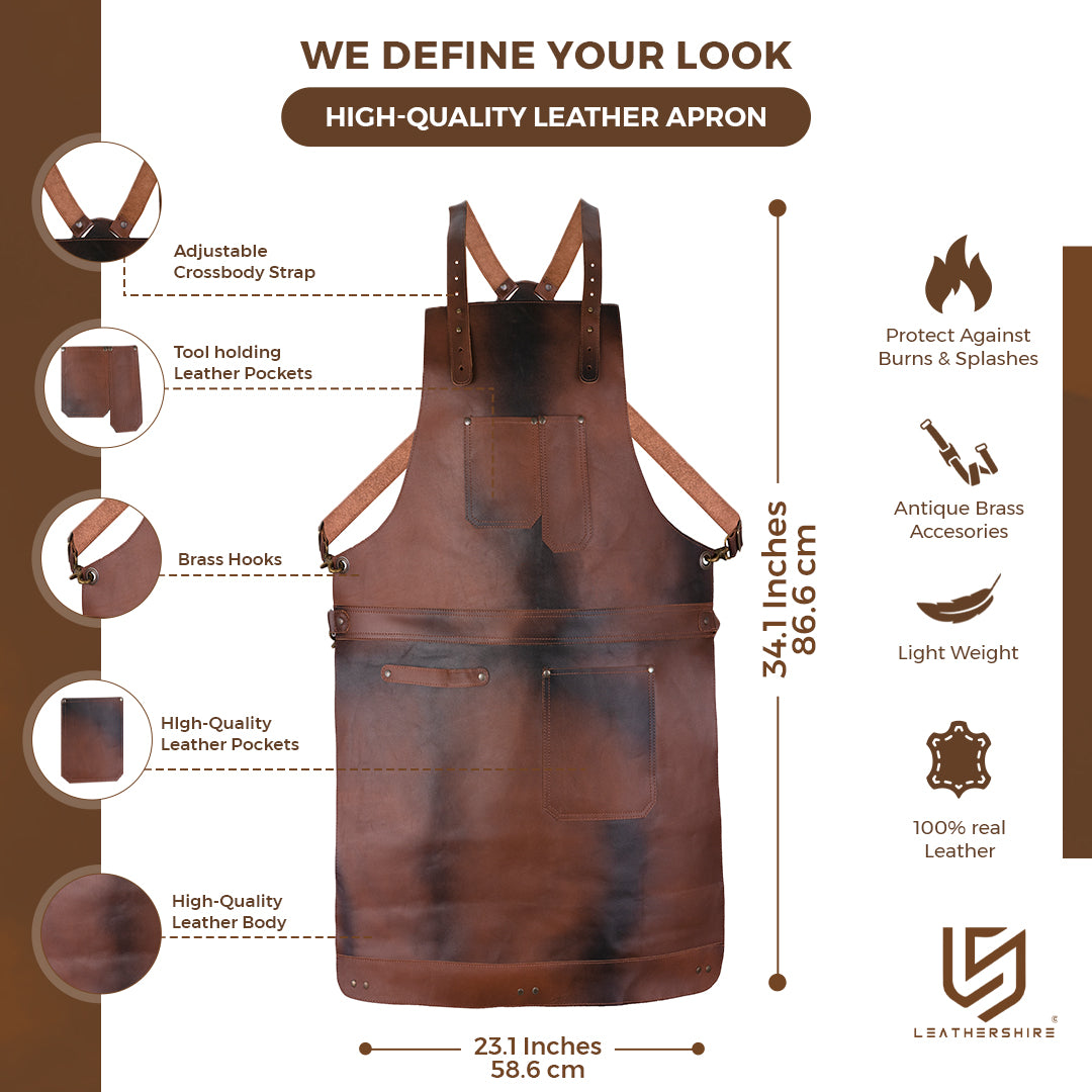 The Northamptonshire Cognac Brown Full Grain Leather Crossbody Apron