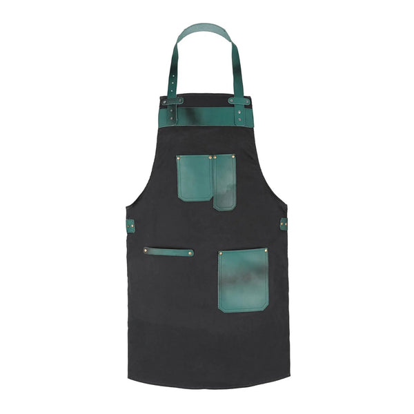 The Essex Canvas Green Handmade Leather Pocket Apron