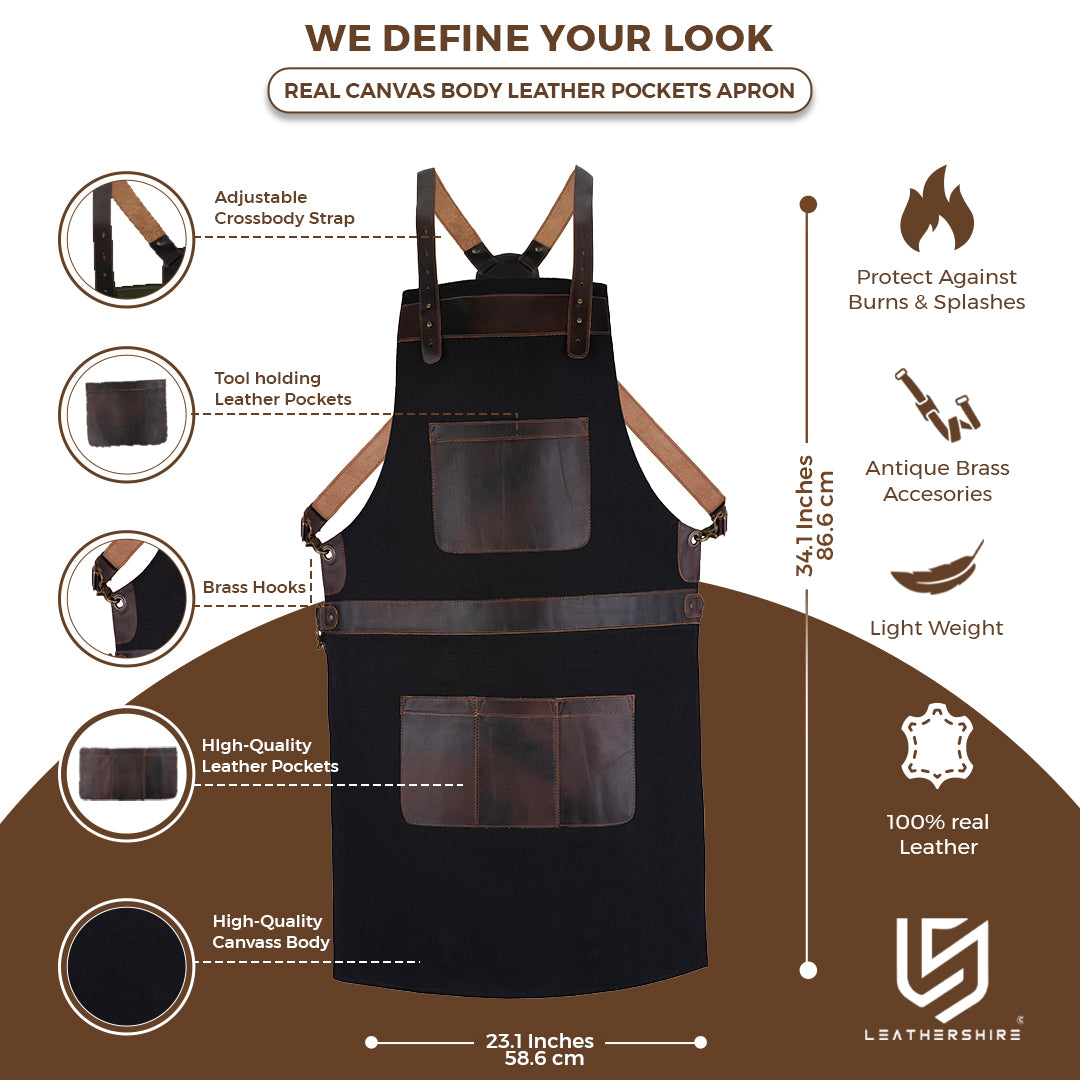 The Wiltshire Black Canvas Crossbody Apron