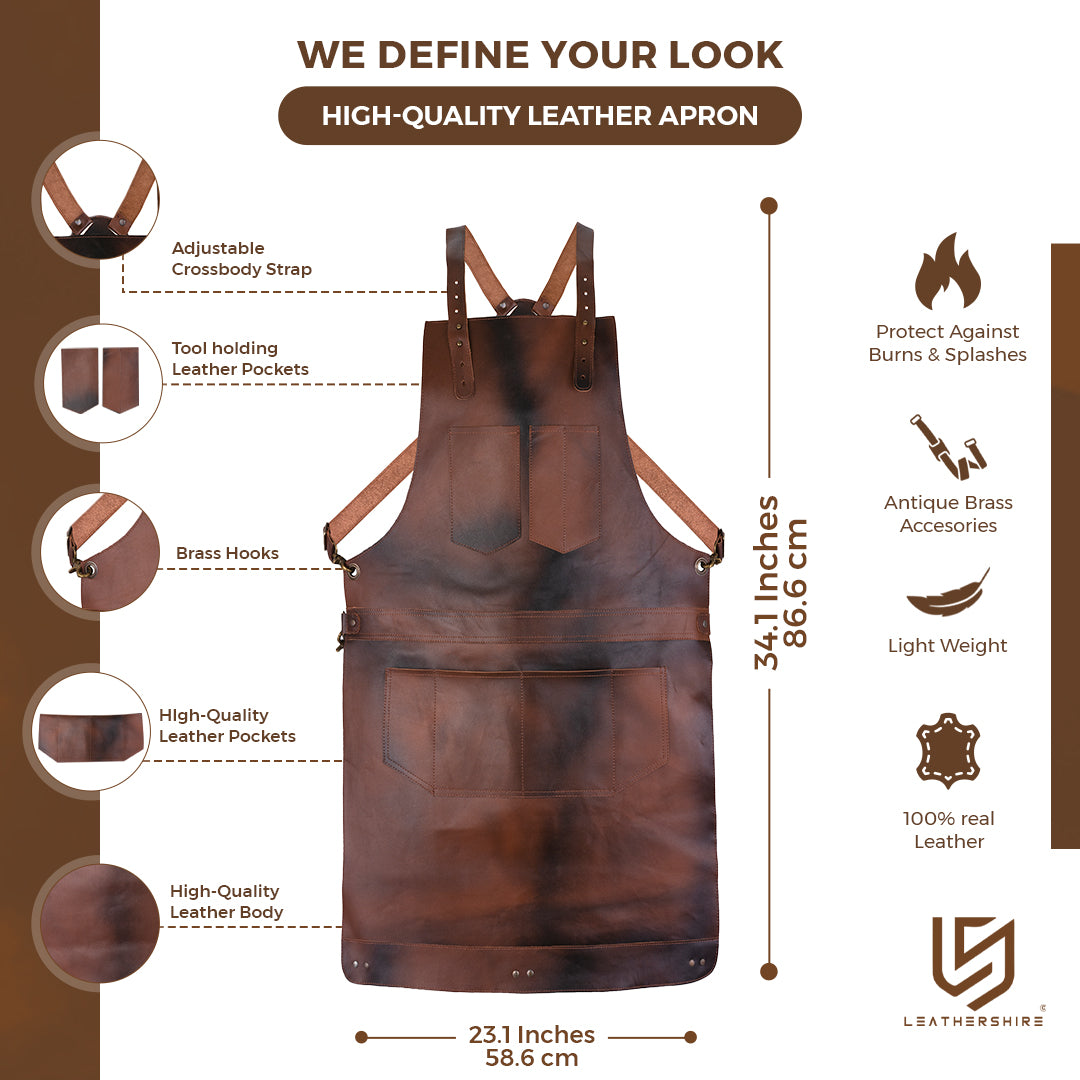 The Surrey Cognac Brown Full Grain Leather Crossbody Apron