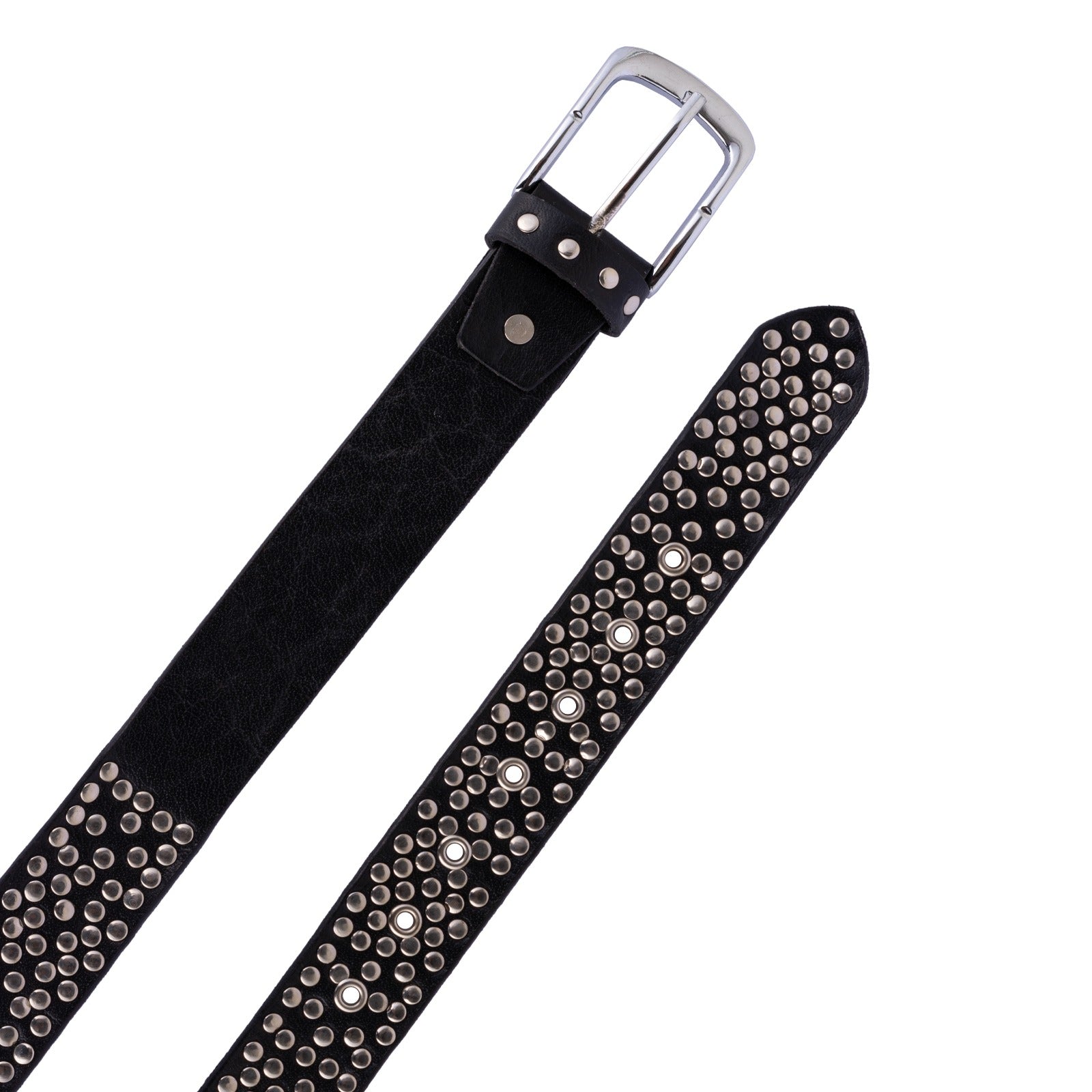 The Warwickshire Black rock 'n' roll Silver Handmade studded leather belt