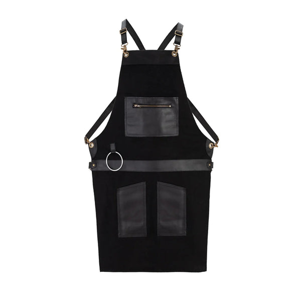 The Devon Canvas Apron with Zip Leather pocket