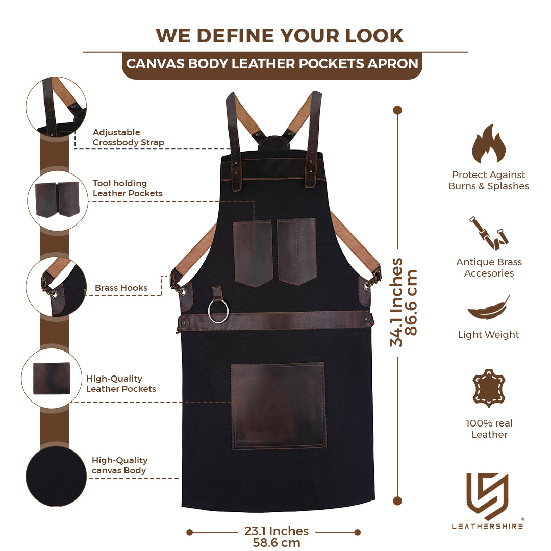 The Cornwall Black Canvas Crossbody Apron