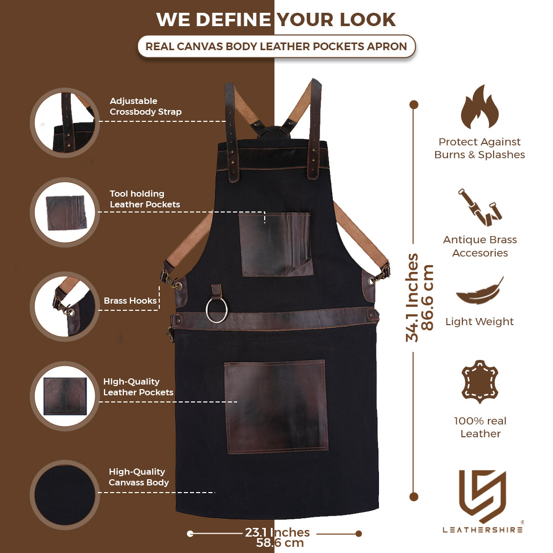 The Bedfordshire Black Canvas Crossbody Apron