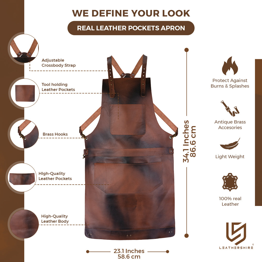 The Devon Cognac Brown Full Grain Leather Crossbody Apron