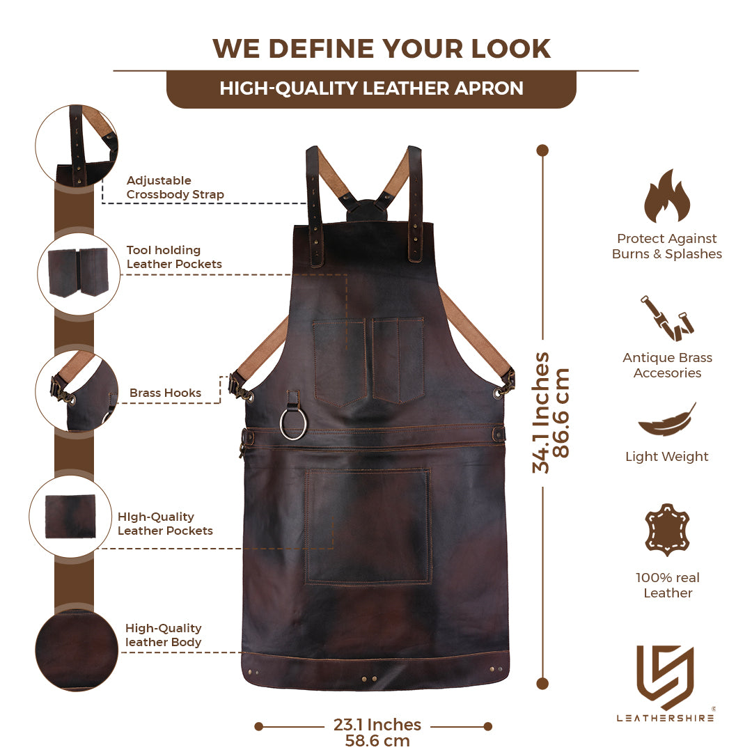 The Northumberland Dark Brown Full Grain Leather Crossbody Apron