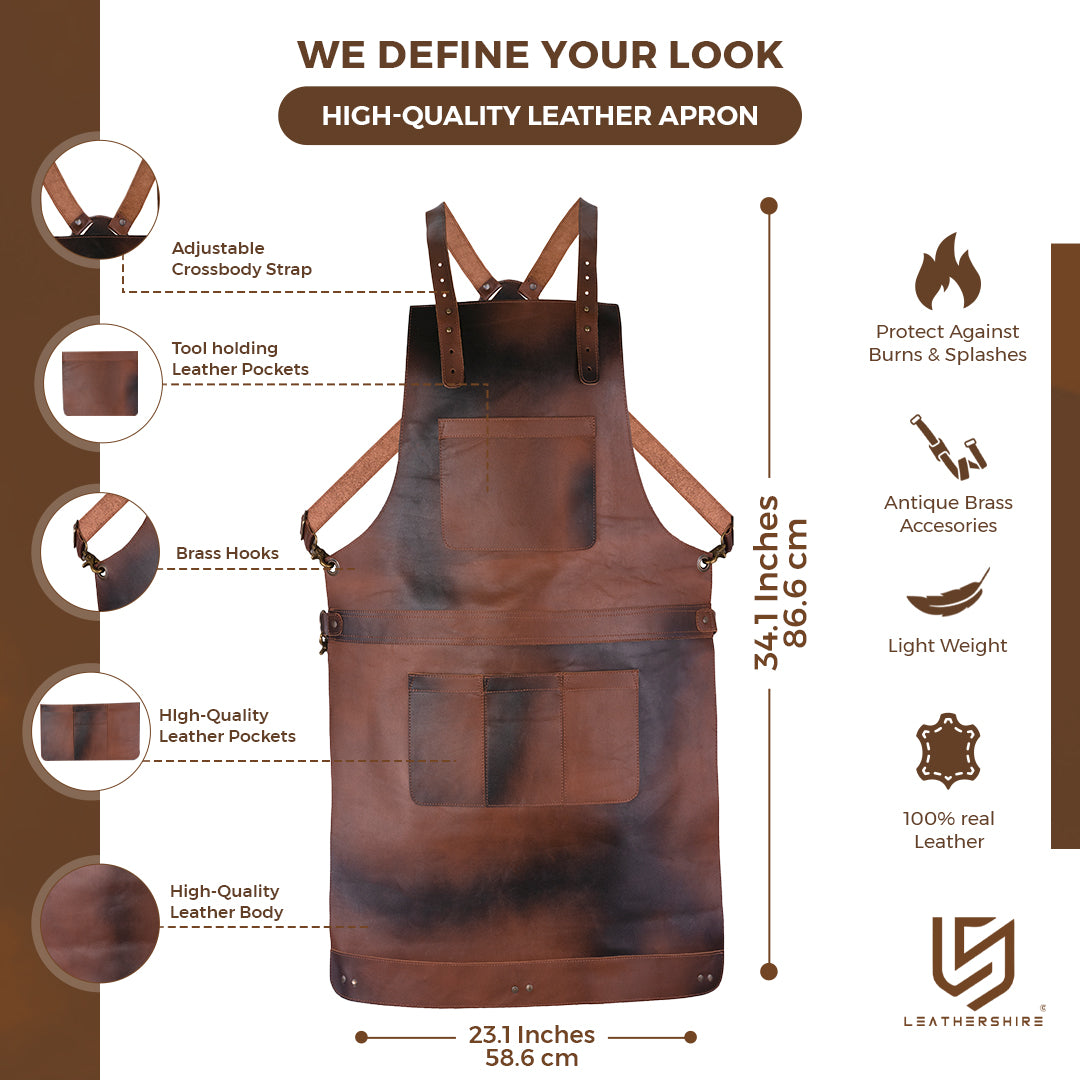 The Bedfordshire Cognac Brown Full Grain Leather Crossbody Apron