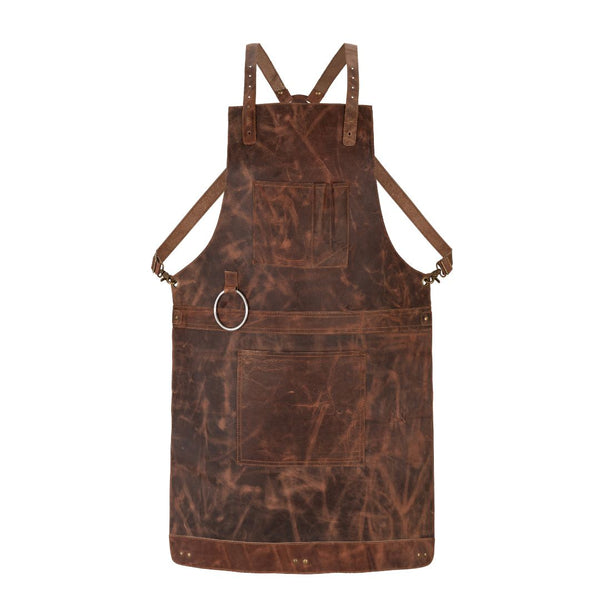Dark Brown Crazy Horse Pull up Crossbody Leather apron