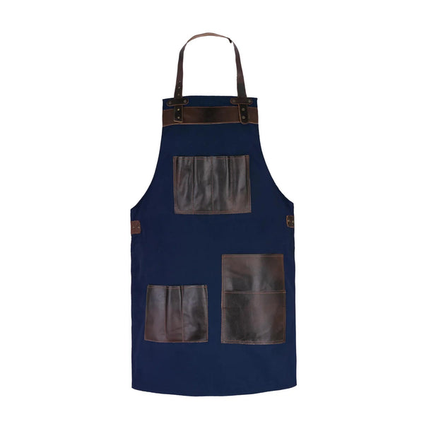 The Essex Full Grain Handmade Brown Leather Pocket Canvas Apron