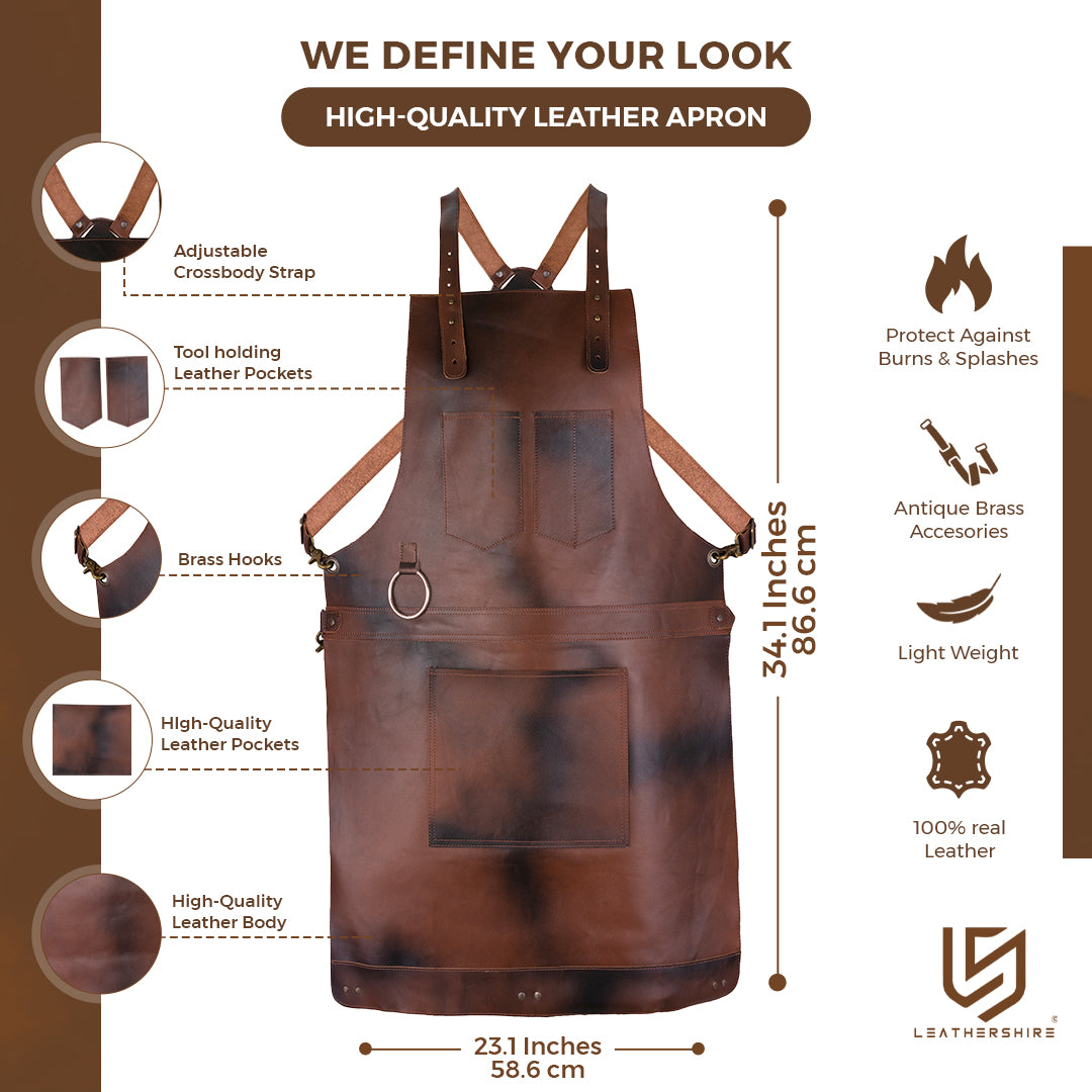 The Northumberland Cognac Brown Full Grain Leather Crossbody Apron