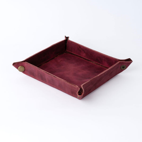 Handmade Full Grain Maroon crazy Horse Pull Up leather tray