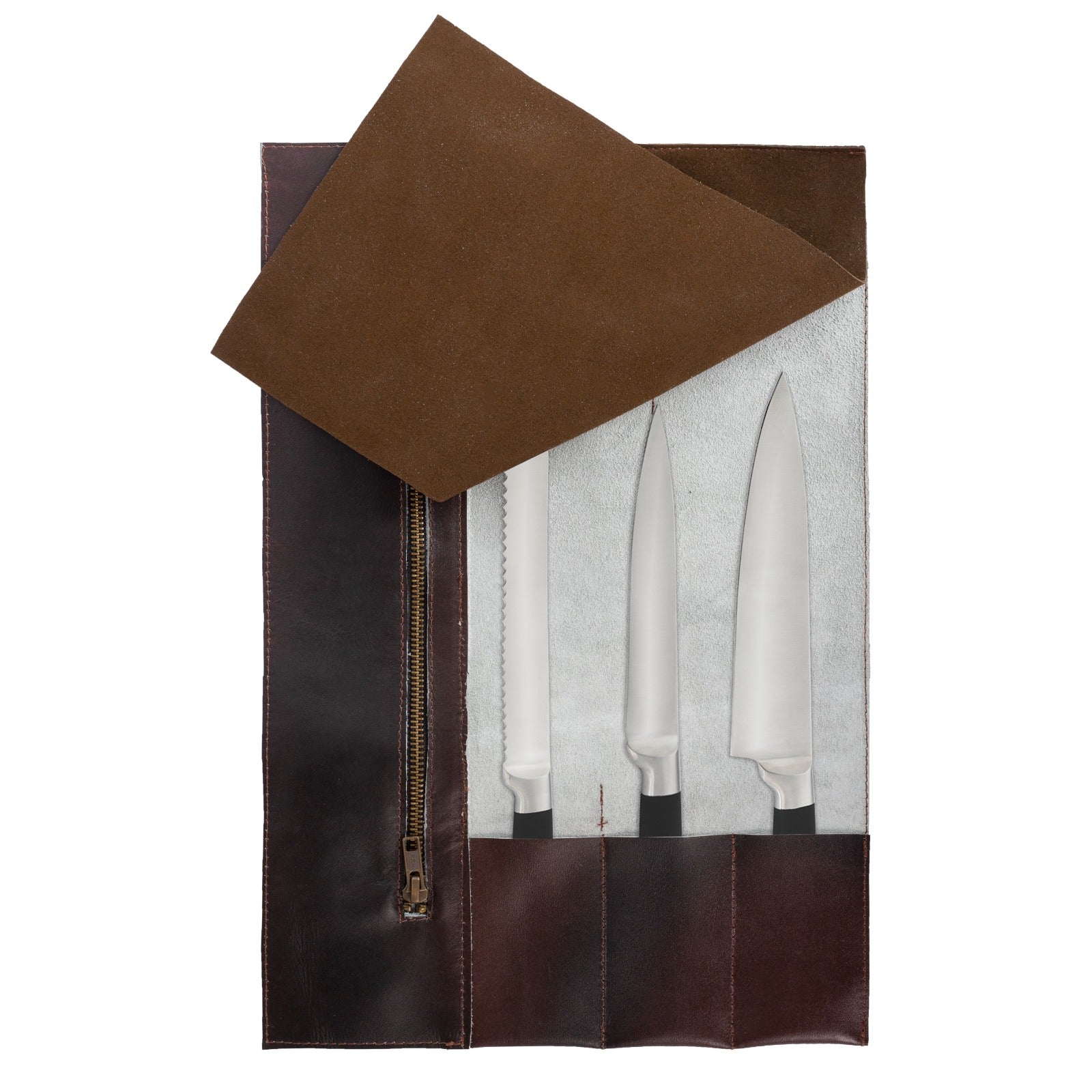 The Warwickshire Handmade Dark Brown Leather Chef Roll