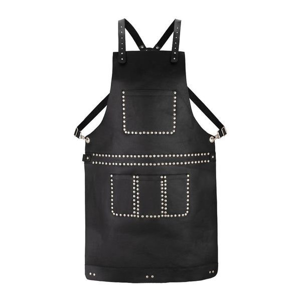 The Berkshire Black Leather Stud Apron
