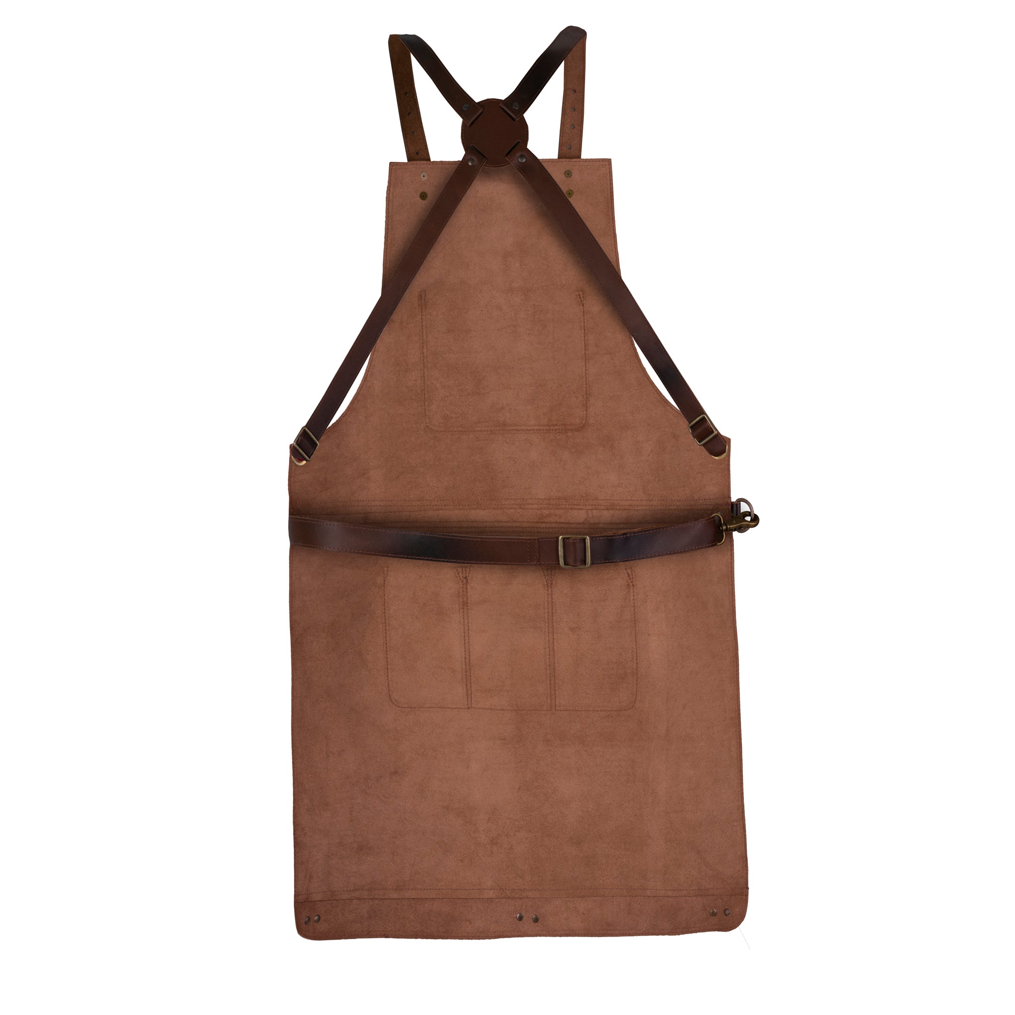 The East Sussex Cognac Brown Leather 10 Pockets Crossbody Working Apron