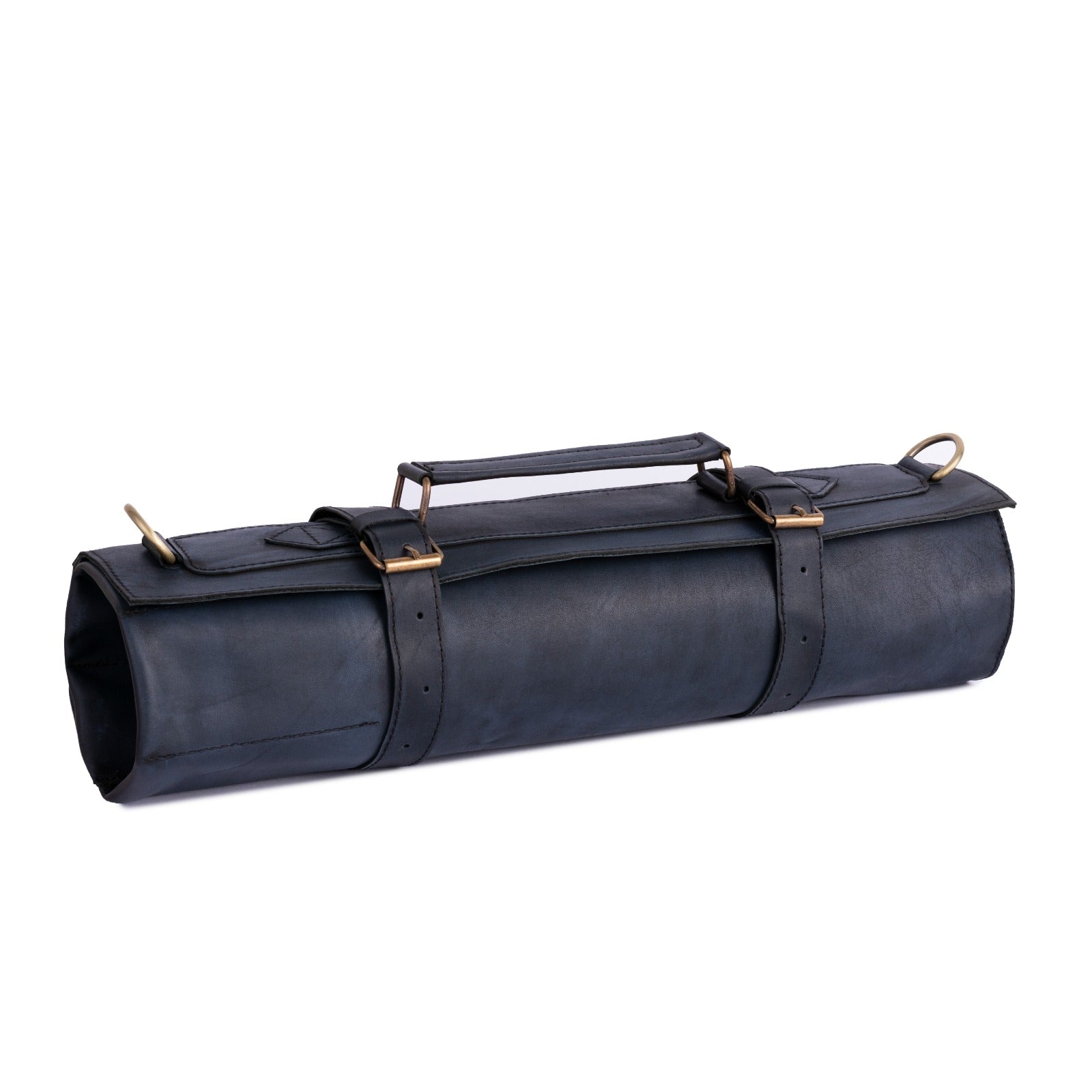 The Nottinghamshire Handmade Waxed Black Leather Chef Roll