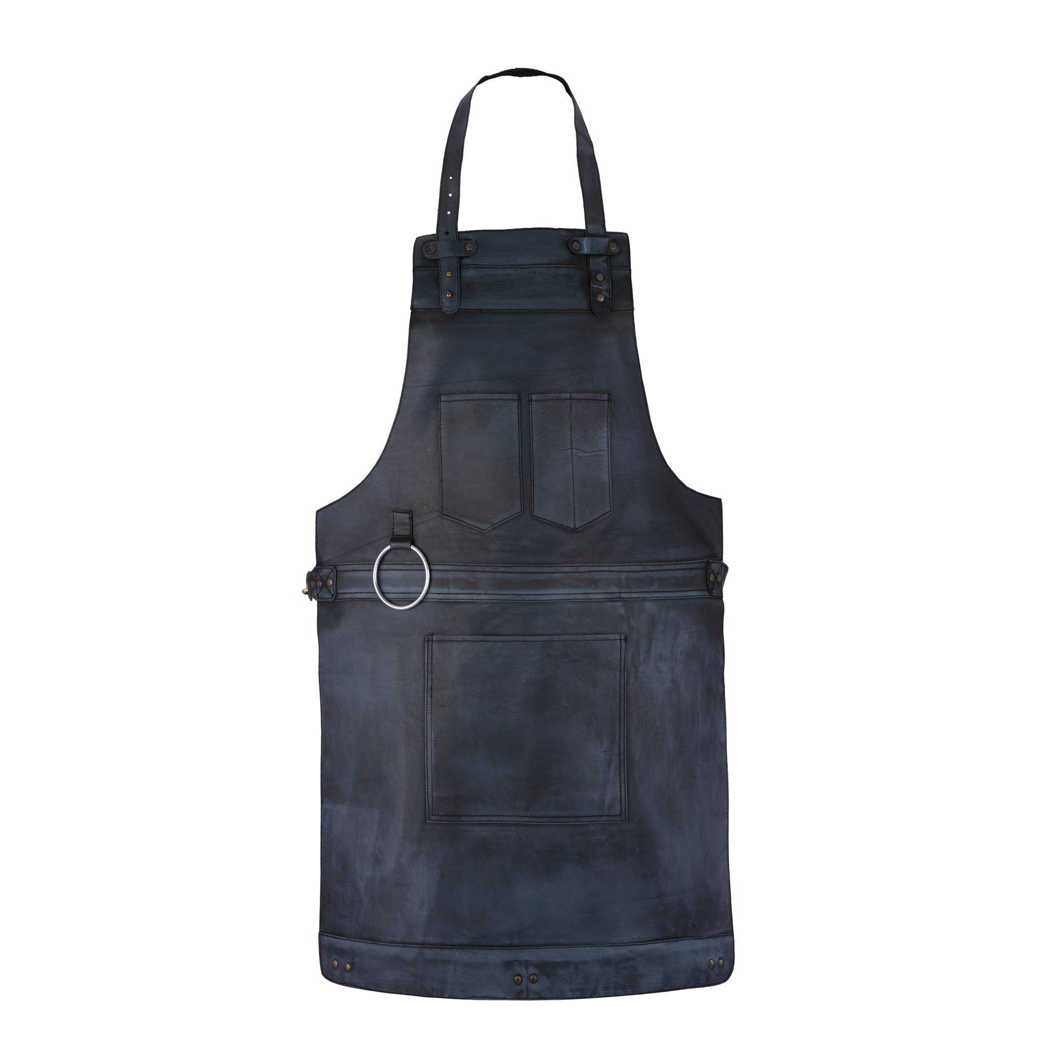 The Northumberland Black Wax Full Grain Leather Bib Apron