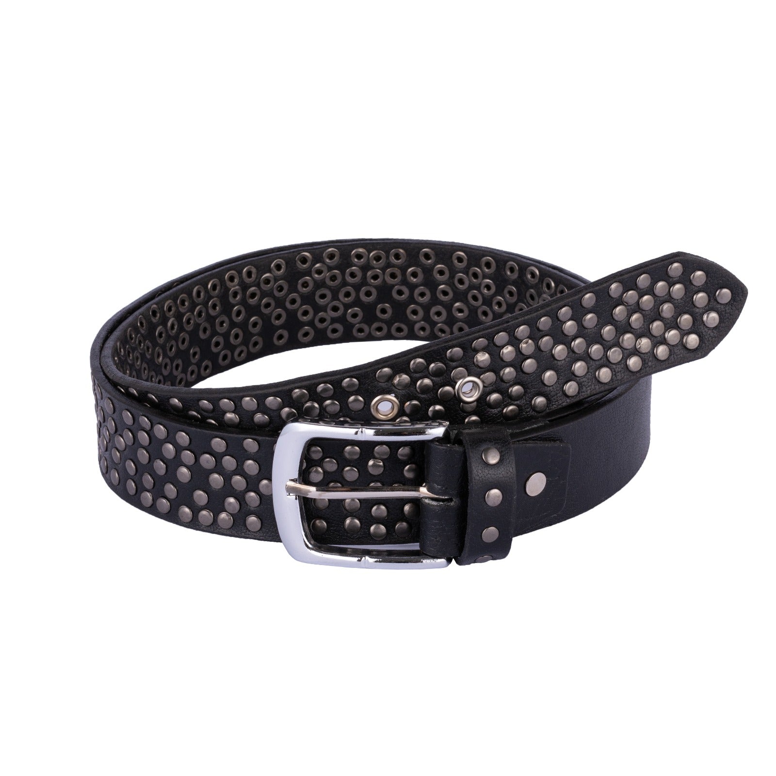 The Bristol Black rock 'n' roll Bronze Stud Handmade leather belt