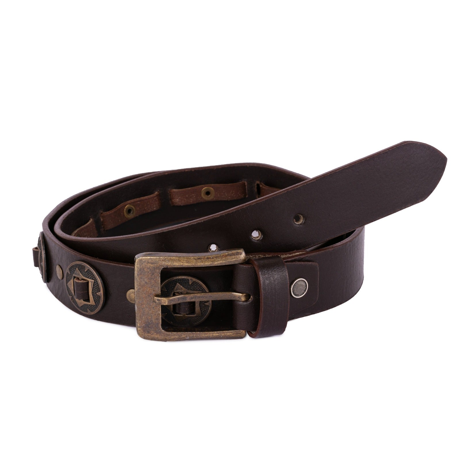 The Herefordshire Brown Concho Handmade leather belt