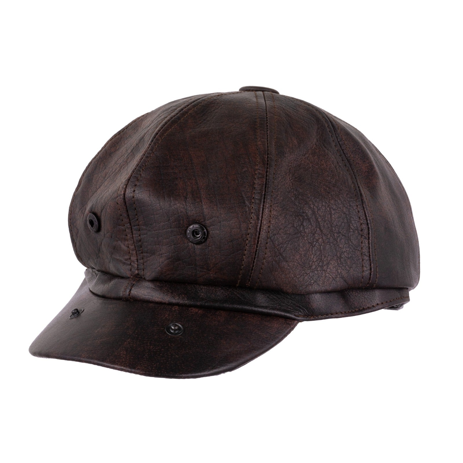 The Merseyside Brown Leather Flat Classic Ivy Vintage Newsboy hat