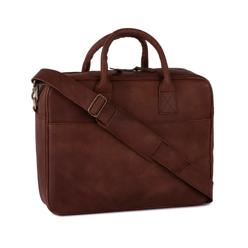 The Hertfordshire Slim Full grain Brown Leather Laptop Bag