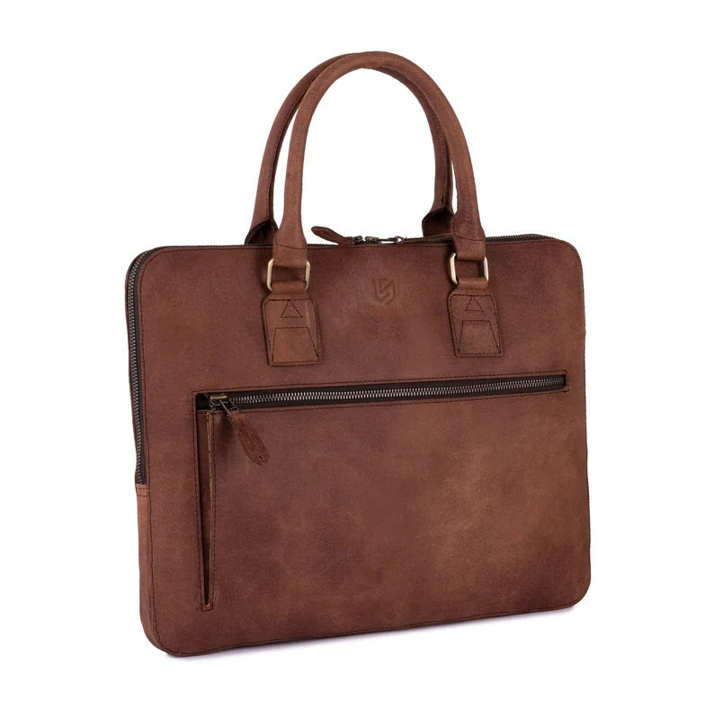 The Northamptonshire Full grain Crazy Horse Brown Leather Laptop Sleeve Bag