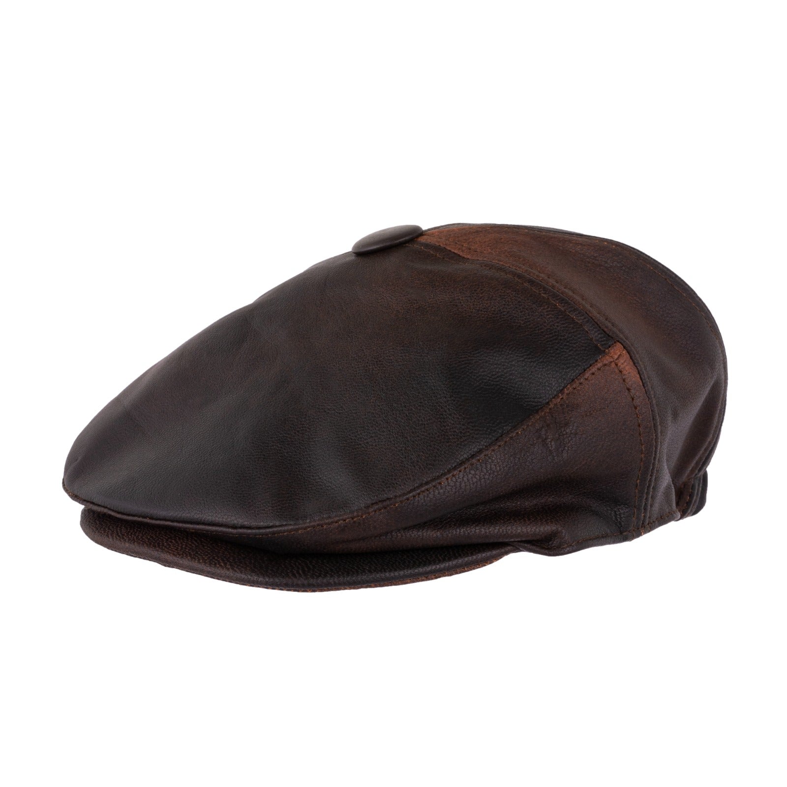 The Norfolk Brown Leather Newsboy Handstitched Leather Ivy Cap