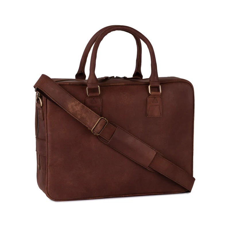 The Tyne and Wear Slim Brown Shoulder Laptop Bag