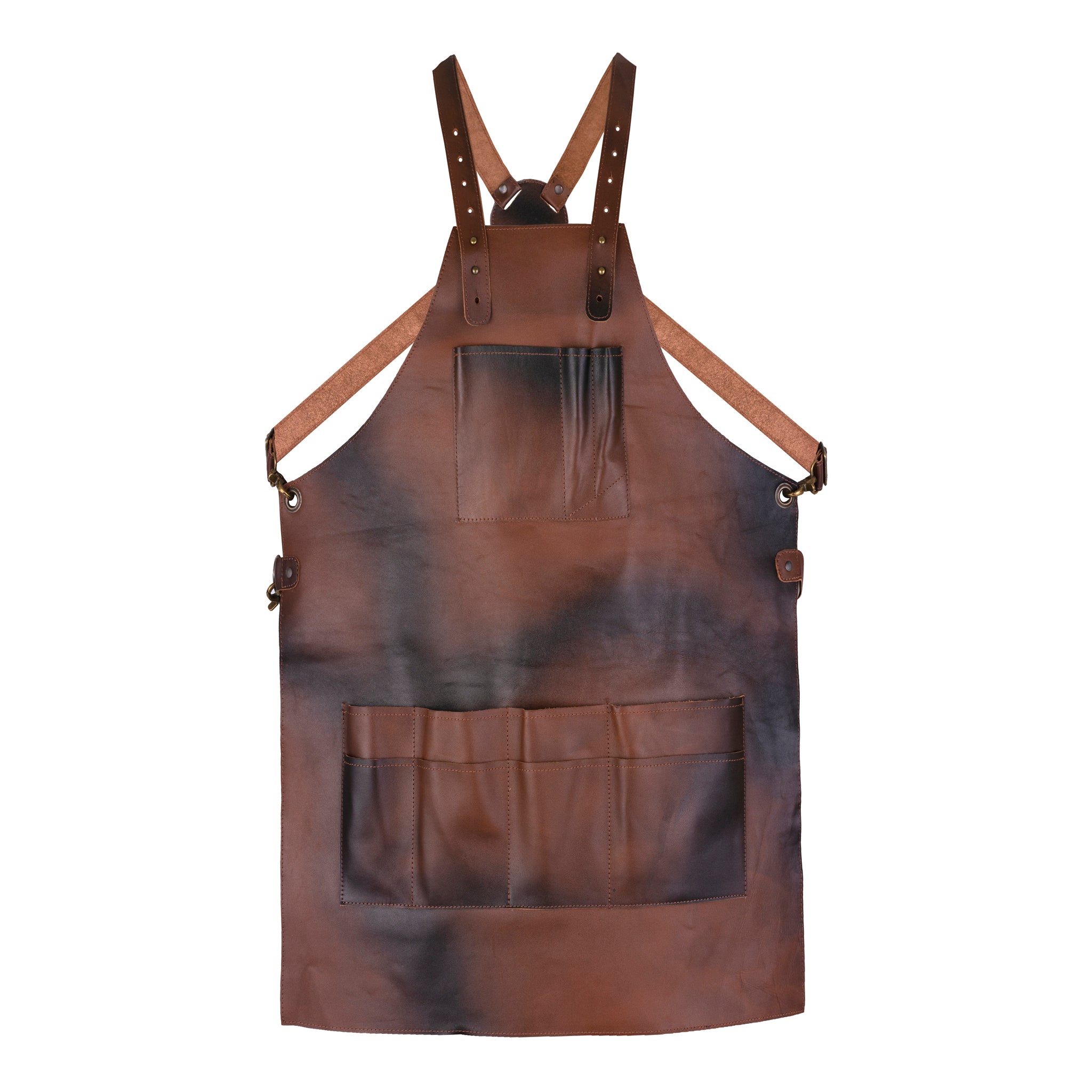 The East Sussex Cognac Brown Leather 10 Pockets Crossbody Working Apron