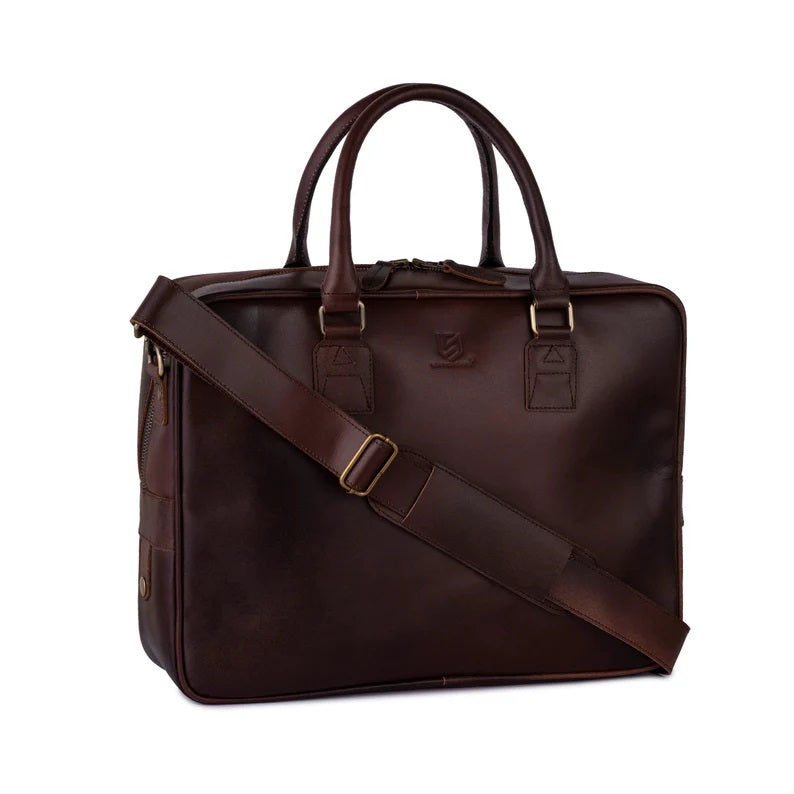 The County Durham Dark Brown Leather Laptop Bag