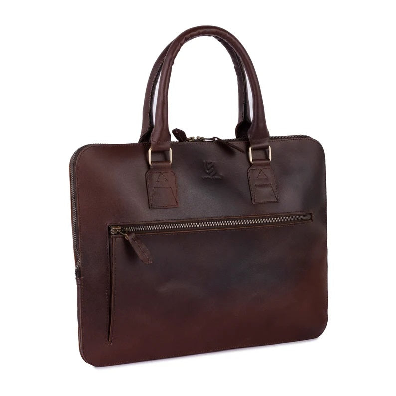 The Bedfordshire Full grain Dark Brown Leather Laptop Sleeve