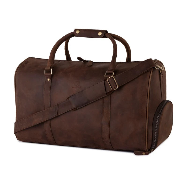 The Warwickshire Leather Duffle Bag With Shoe Compartment Travel Bag