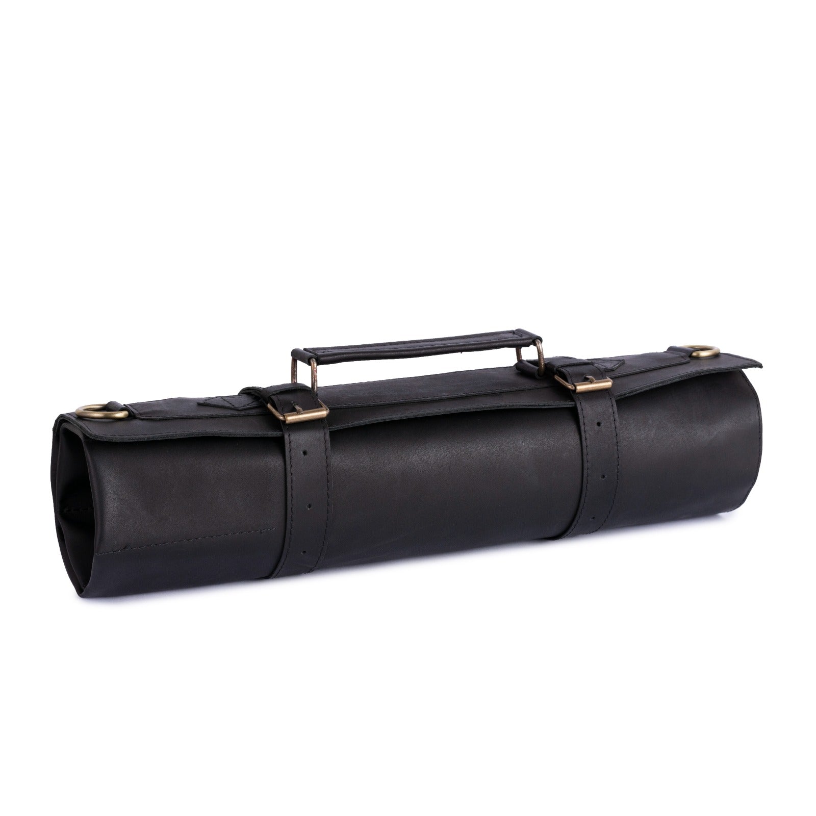 The Riding Full Grain Handmad Black Leather Knife Roll