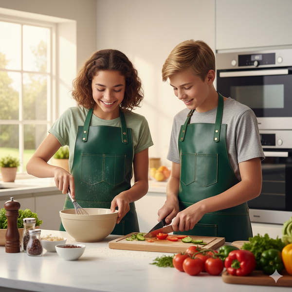 The Bristol Green Full Grain Kids Leather Apron