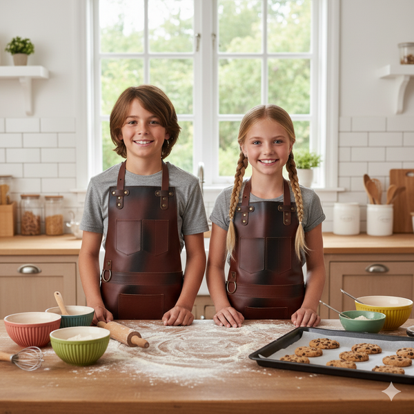 The Bristol Dark Brown Full Grain Kids Leather Apron