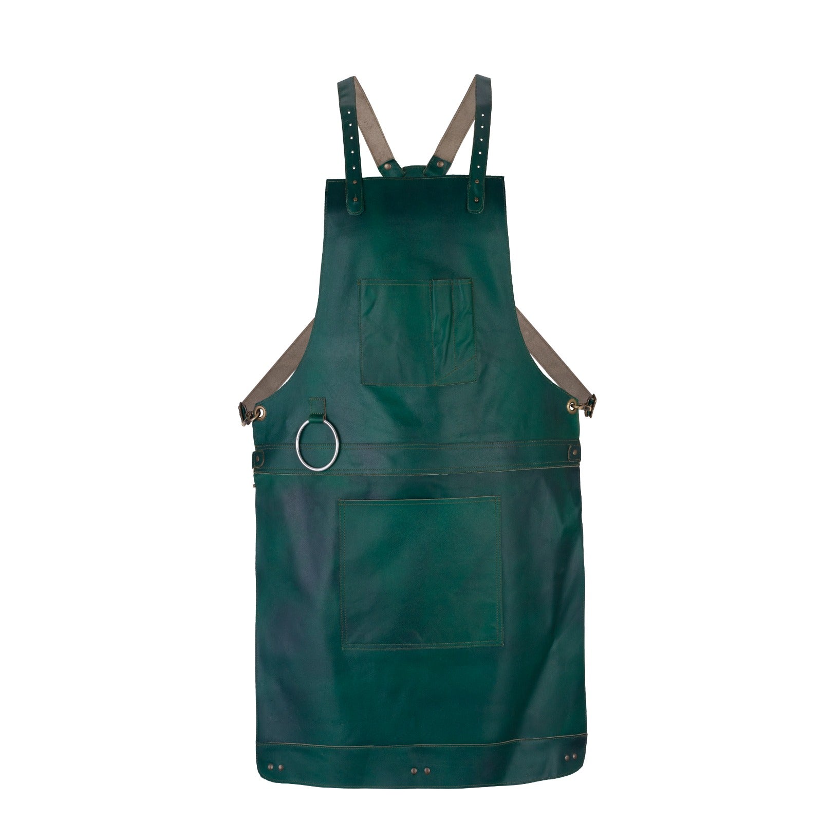 Chef Green Leather apron and Roll with Free Wine Bag Gift Set