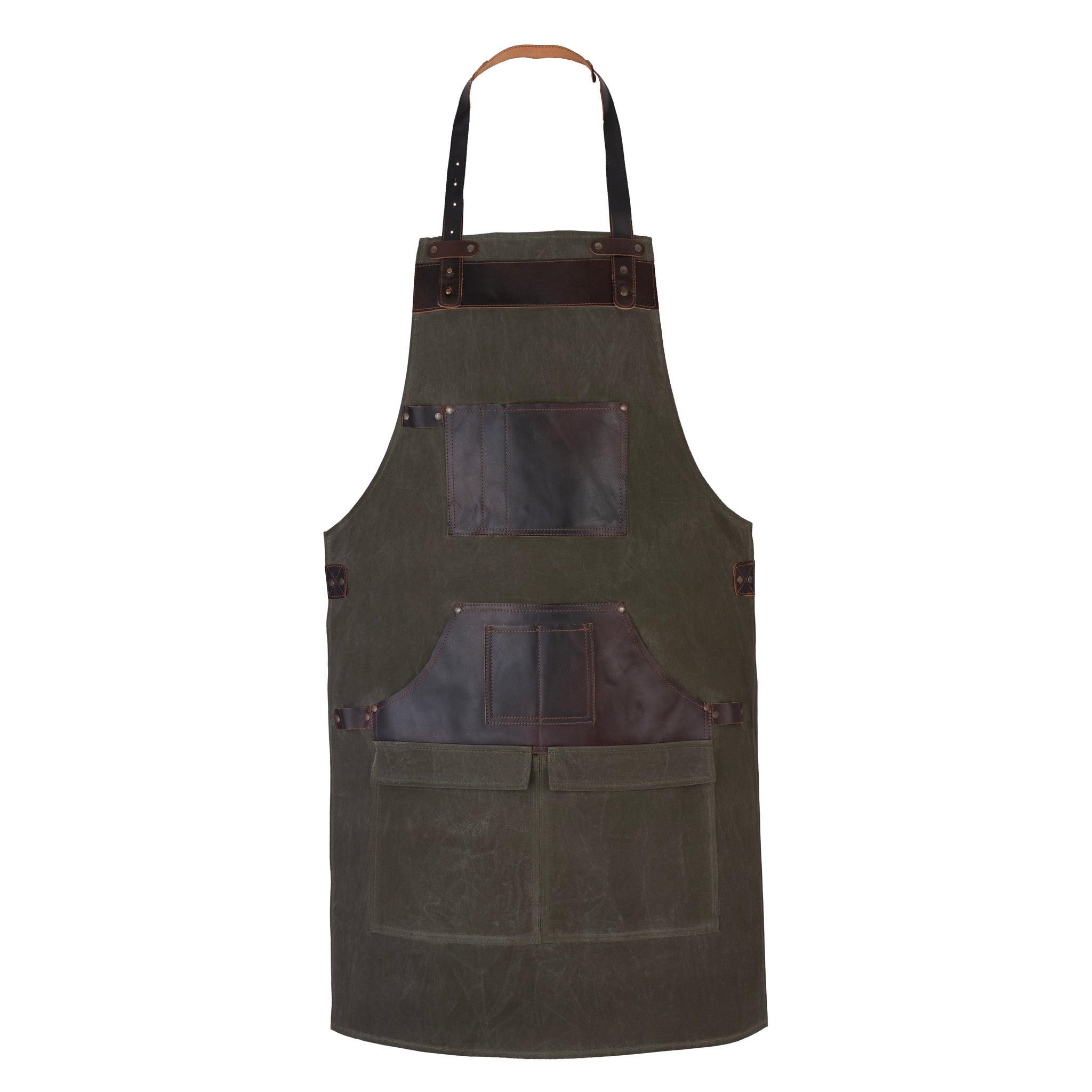 Apron Ropol Waxed Green Leather Canvas apron and Roll with Cap Gift Set – LEATHERSHIRE
