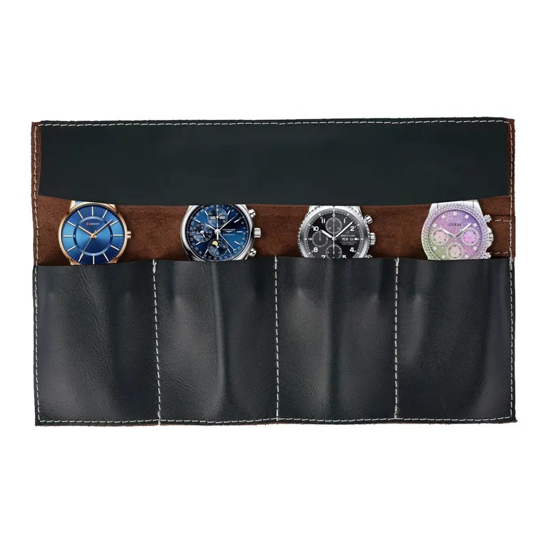 The Dorset Dark Green Watch Roll for Travel & Storage Box