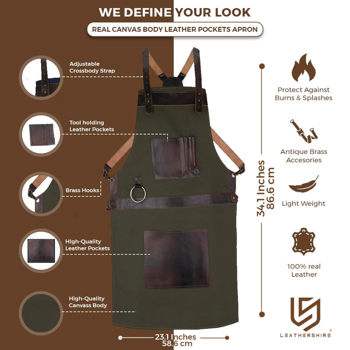 The Kent Green Canvas Crossbody Apron