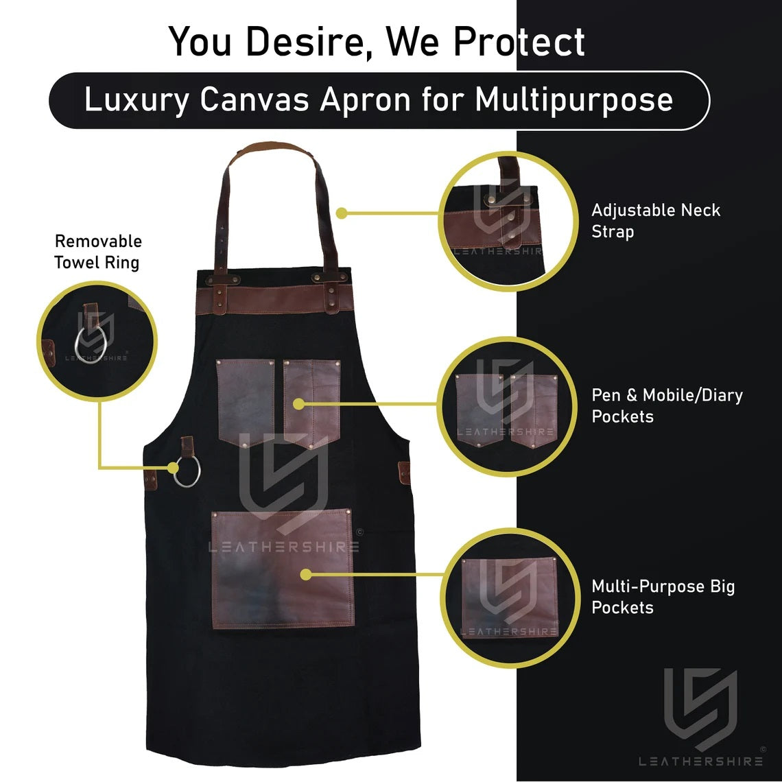 The Berkshire Black Canvas Bib Apron