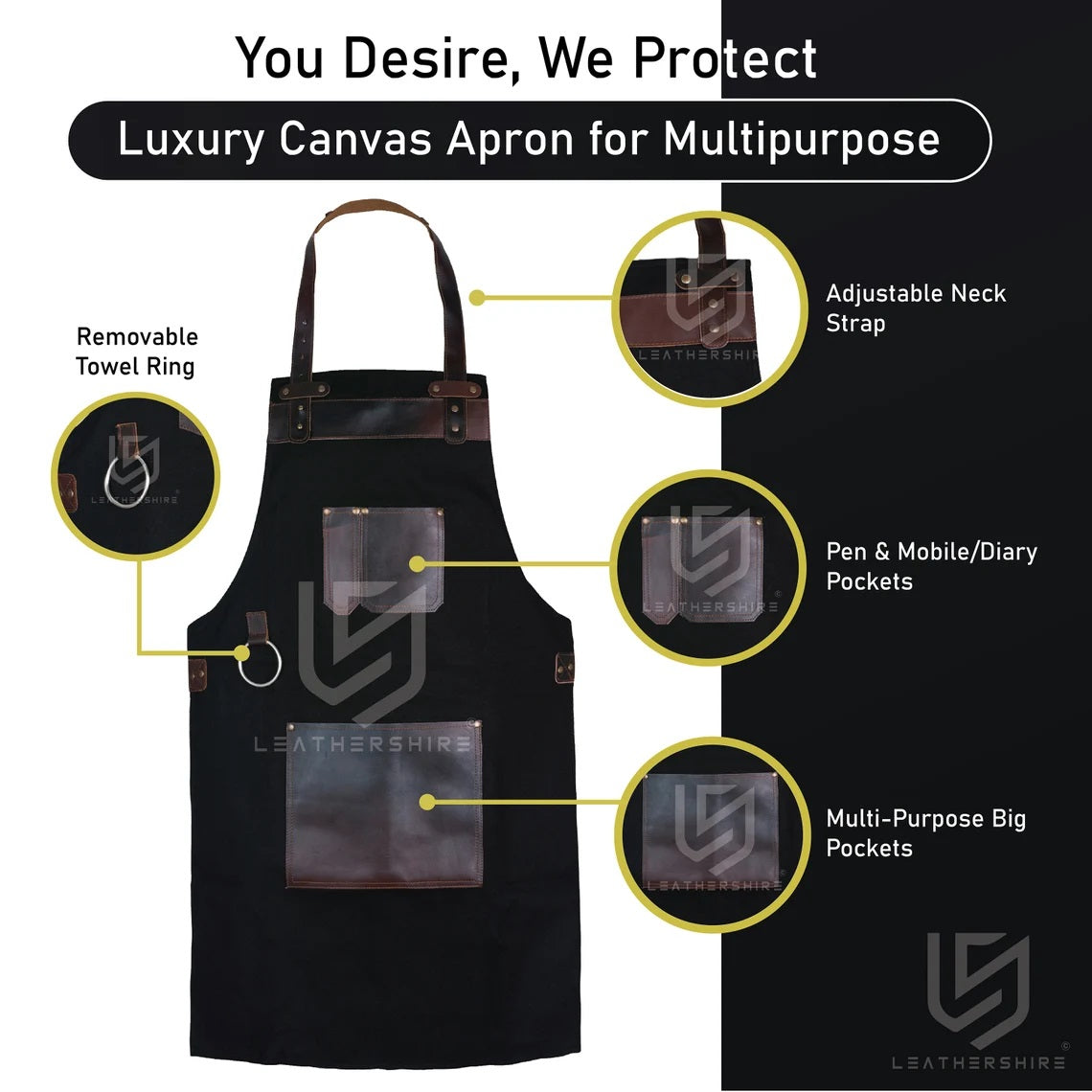 The Derbyshire Black Canvas Bib Apron