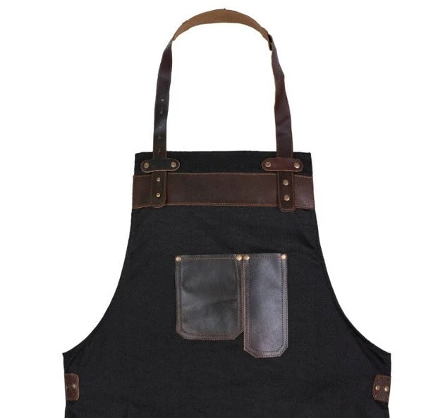 The Dorset Black Canvas Bib Apron