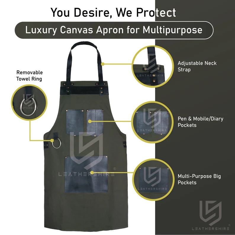 The Berkshire Green Canvas Bib Apron